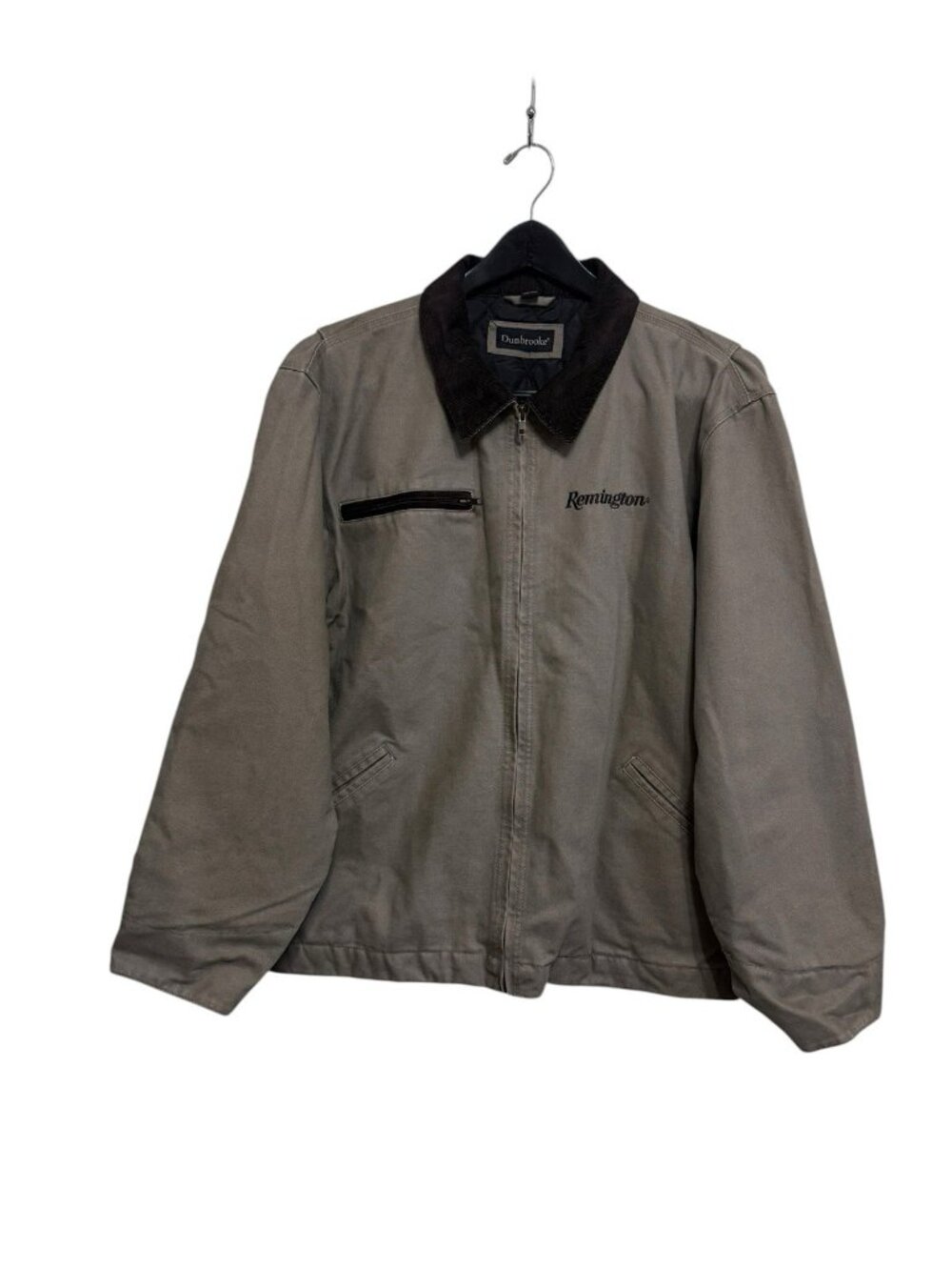 VTG Duck Canvas Quilt Lined Chore Coat Dunbrooke Remington Cord Collar Size XL